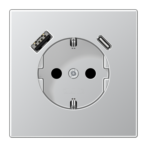 Розетка 2К+З 16А 250В~, с разъемом  USB Typ AC